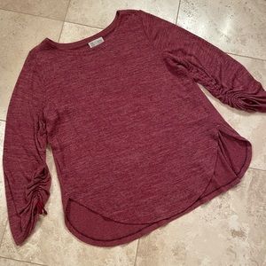 Anthropologie maroon  sweater with runched sleeves